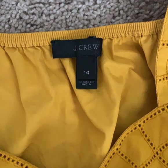 J. Crew Mustard Pom-Pom Fringe Top Sz 14 - Picture 7 of 8